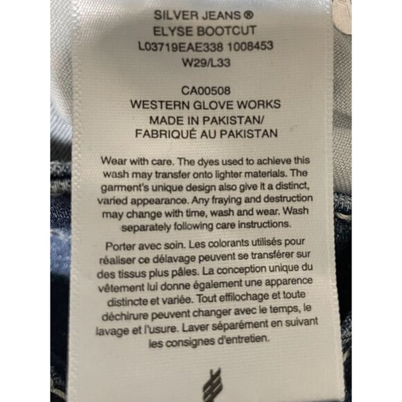 Silver Jeans Co. Elyse Comfort Fit Mid Rise Bootcut Jeans Size W29 L33 - Picture 7 of 16